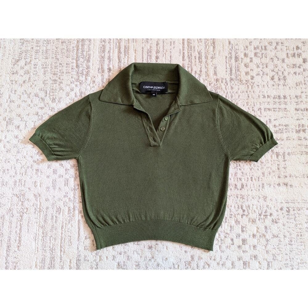 Cynthia Rowley Aspen Knit Polo, Olive - XS